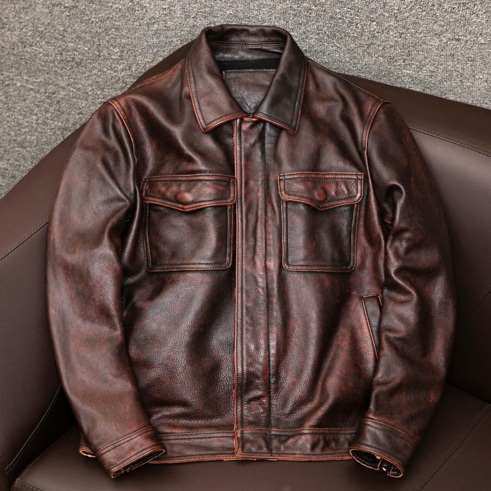 Lapel Short Leather Pattern Leather Jacket With Cotton Plus Size